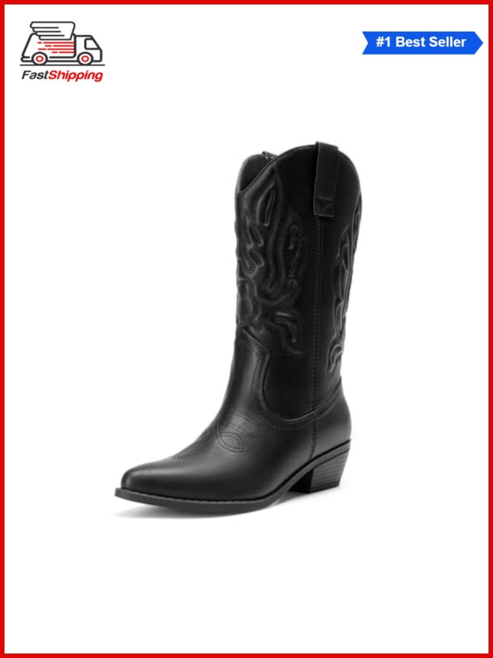 ✨ Women's Embroidered Cowboy Cowgirl Mid Calf Western Boots Pointed Toe Faux